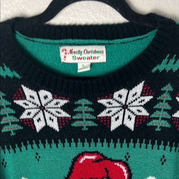 Festive Llama Christmas Sweater - Green - Picture 5 of 13